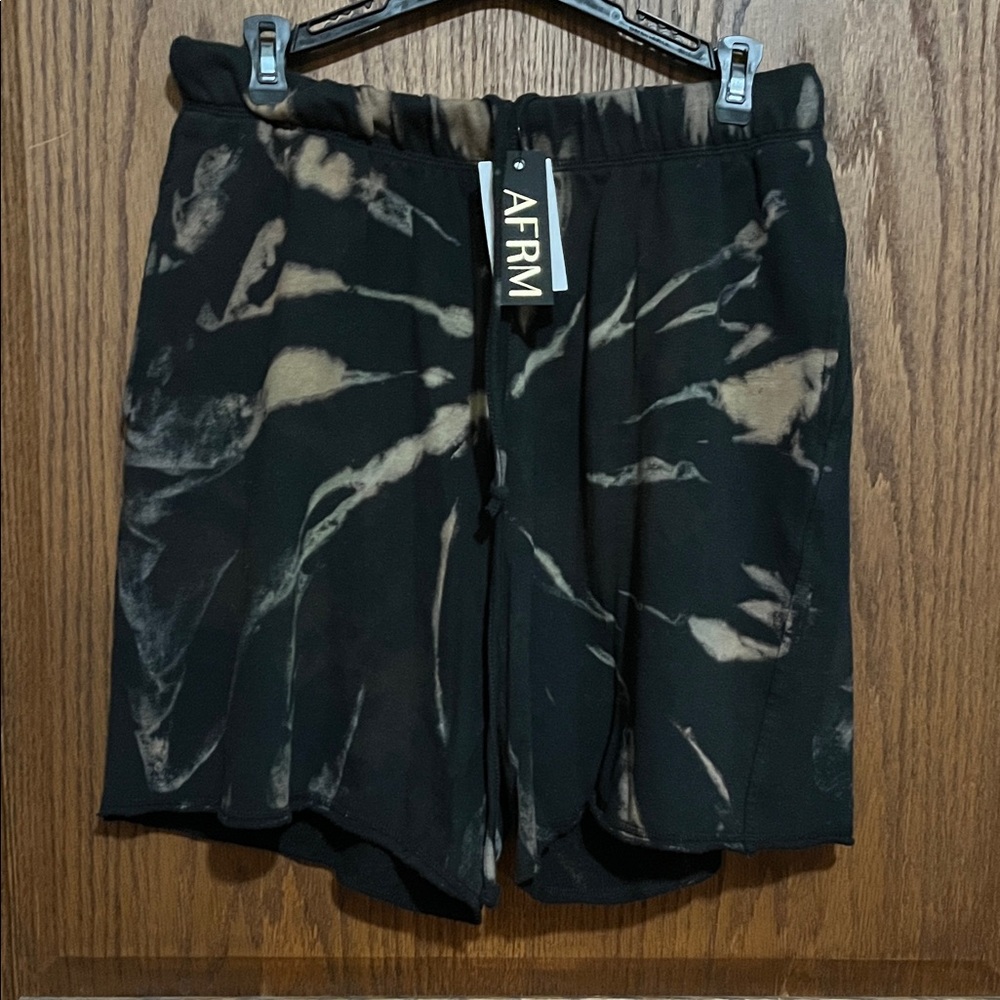 AFRM Black and Cream Tie-Dye Shorts